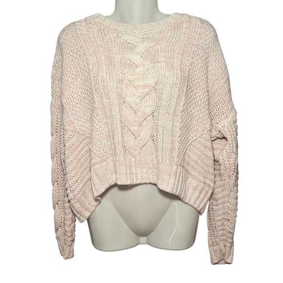 Moon & Madison Knit Ombre Long Sleeve Cropped Chunky Boyfriend Sweater Size L - Picture 1 of 4